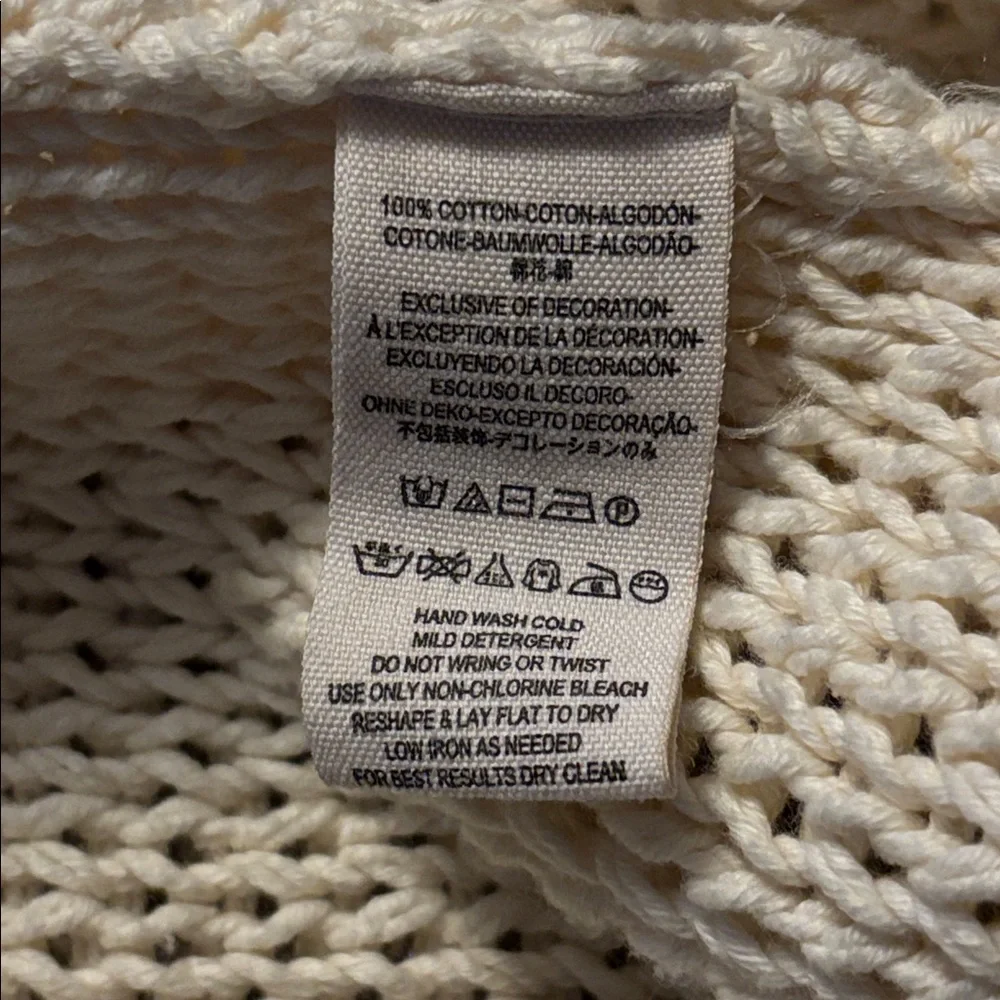 FREE PEOPLE Ivory Maxi Open-Knit Fringe Cardigan Sweater Size Small
